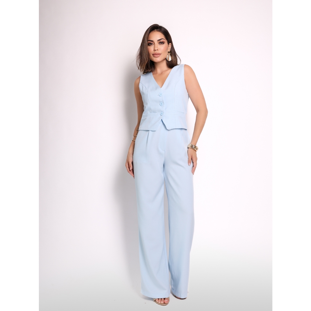 Conjunto Feminino Colete + Calça Social Alfaitaria Blogueira Alta Costura QUEIMA DE ESTOQUE