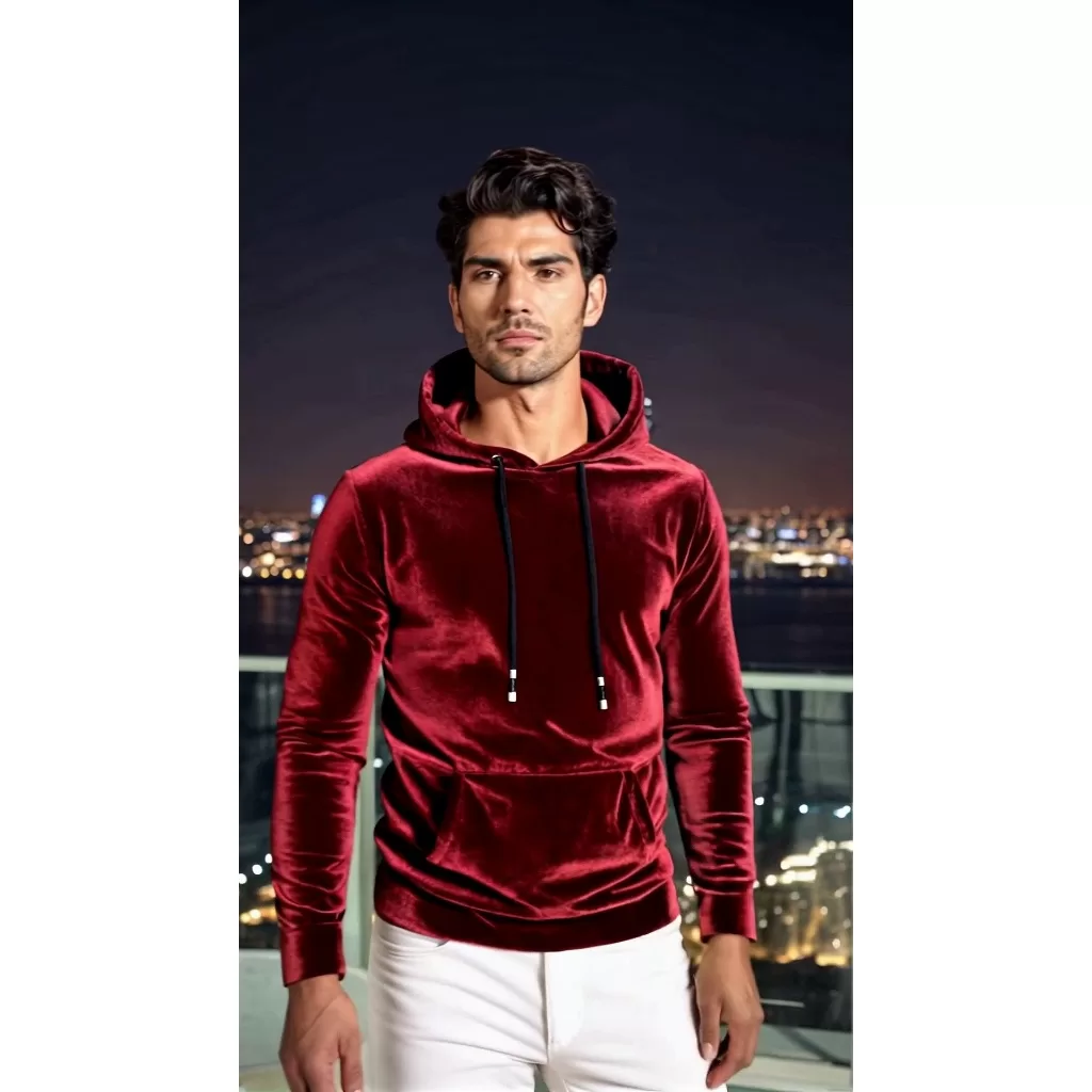 Blusa Slim Veludo Inverno Unissex, Bolso Canguru