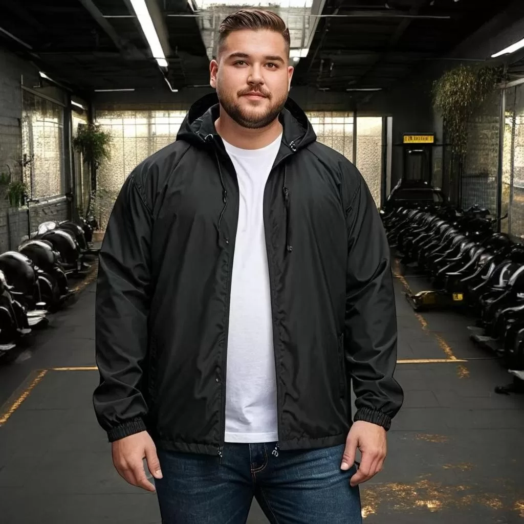 Jaqueta Corta Vento Plus Size P ao G4  Masculina Impermeável Capuz Zíper