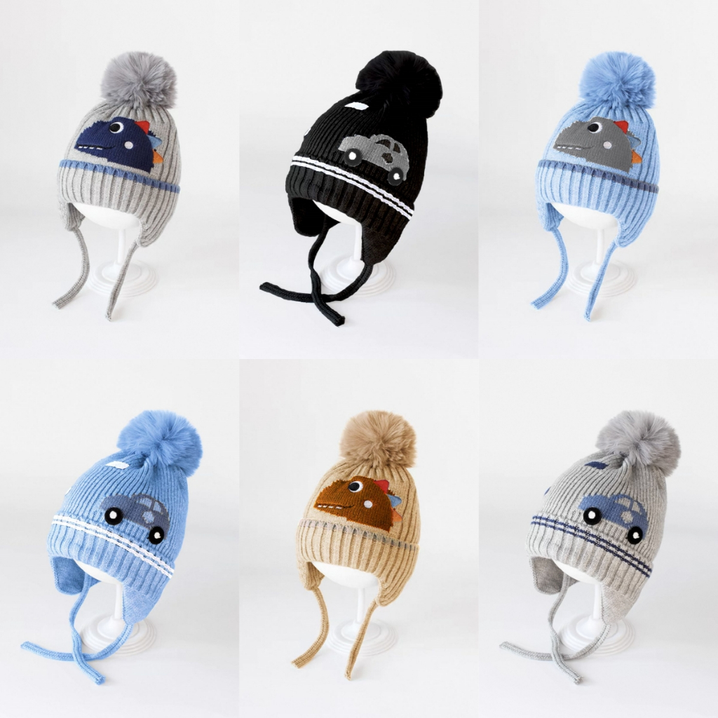 Gorro Longo Infantil Unissex Kids Menino E Menina Touca Tricotada Quente Fashion desenho carro e din