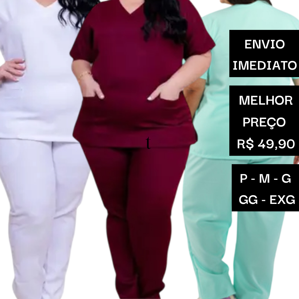 CONJUNTO SCRUB Plus Size GG EXG Oxford Profissional Pijama Hospitalar Cirurgico Feminino Gabardine