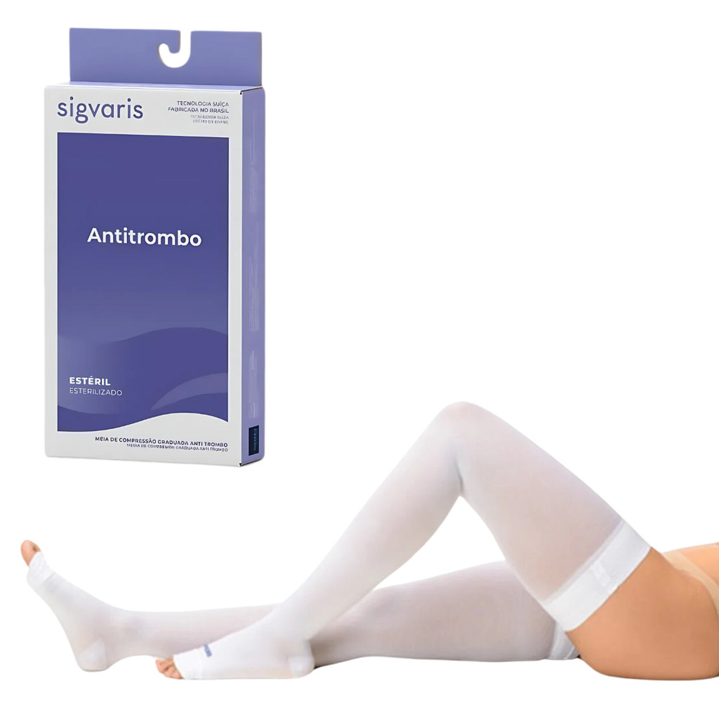 Meia De Compressão Coxa Antitrombo 7/8 Branca Elastica Sigvaris – Pos Cirurgia Bariatrica