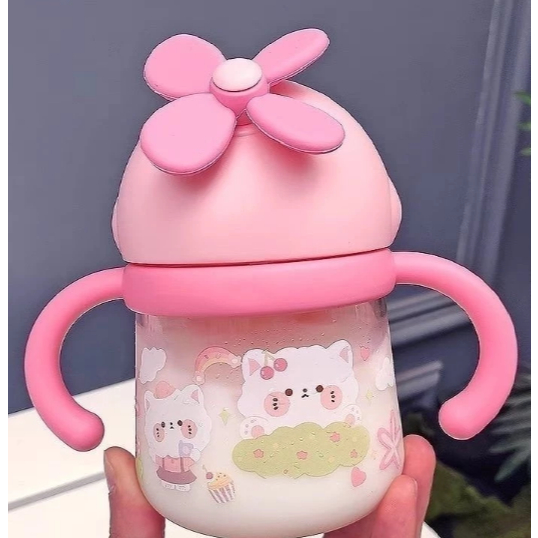 Copo Infantil 250ml Divertido Com Canudo Bebê