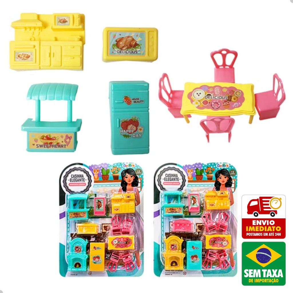 Kit Mini Acessórios Casinha de Boneca Cozinha Plastico DuteToys DTY1058