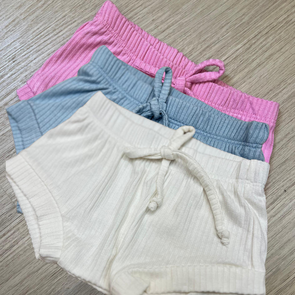 Short Tapa Fralda Unissex Infantil Canelado Laço Bebê Confortável Versátil Liso e Estampado  P ao GG