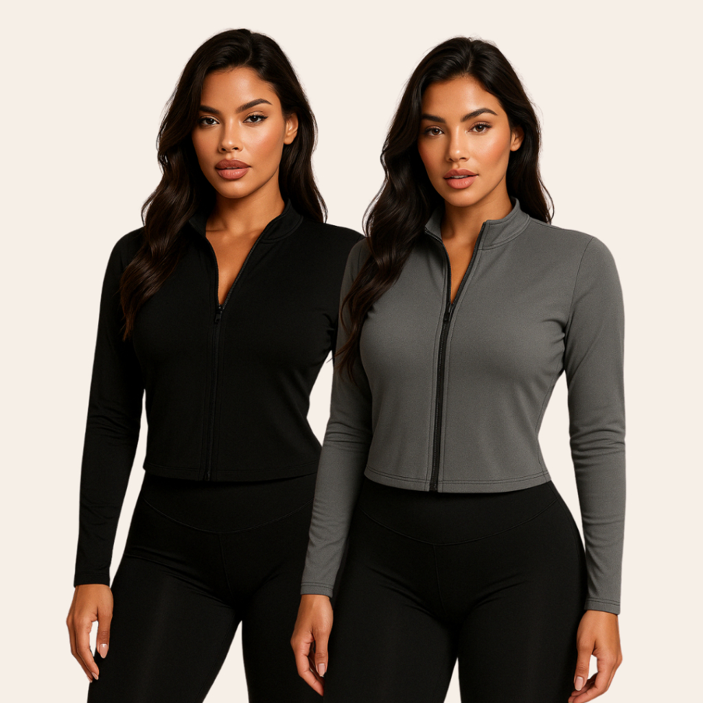 Kit 2 Casaco Feminino Treino Academia Slim Ziper Dryfit Proteção Solar Blusa Térmica