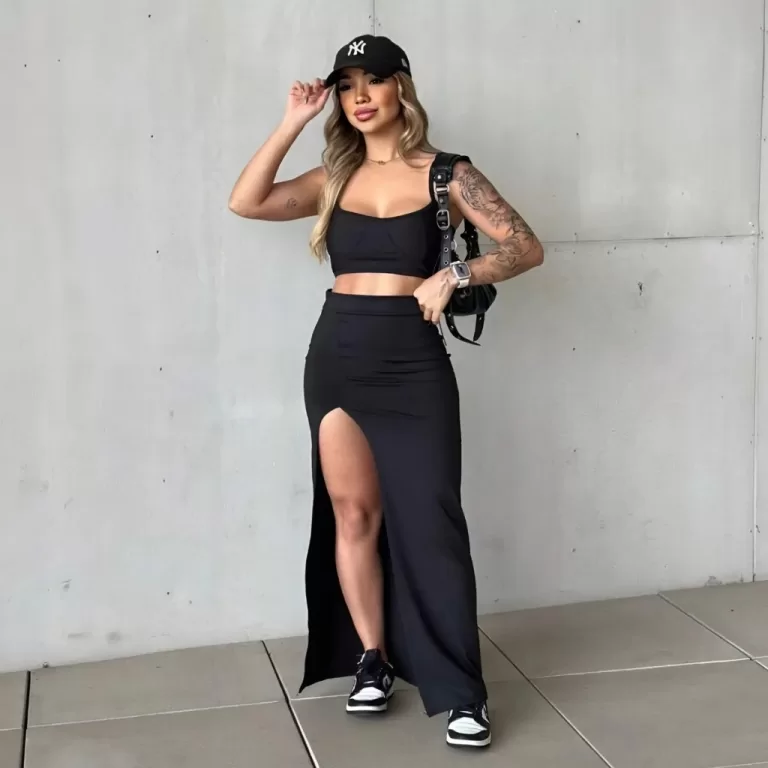 Saia Longa Fenda Feminina Modinha Suplex Verão