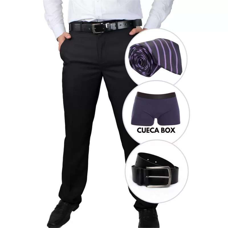 Calça Social Oxford Masculina Tradiconal Casual + Cueca Carteira Gravata Cinto