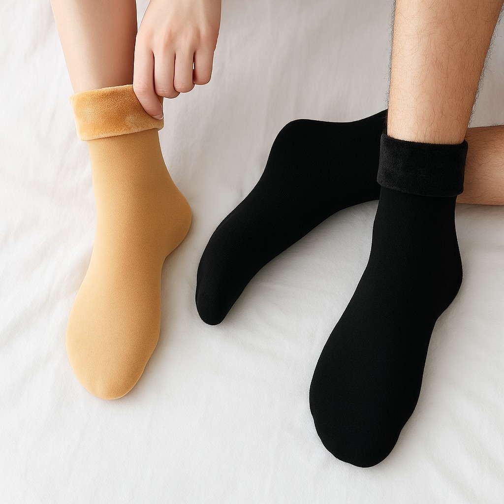 Kit de Meias Térmicas Forradas Neve Frio Peluciadas Meia Unissex