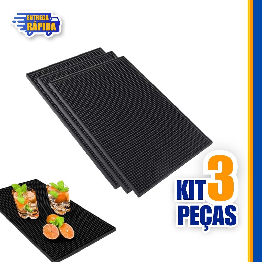 KIT 3/2/1 Tapete Escorredor de Louça 15×30 Emborrachado Antiderrapante Preparar Drinks Barmen