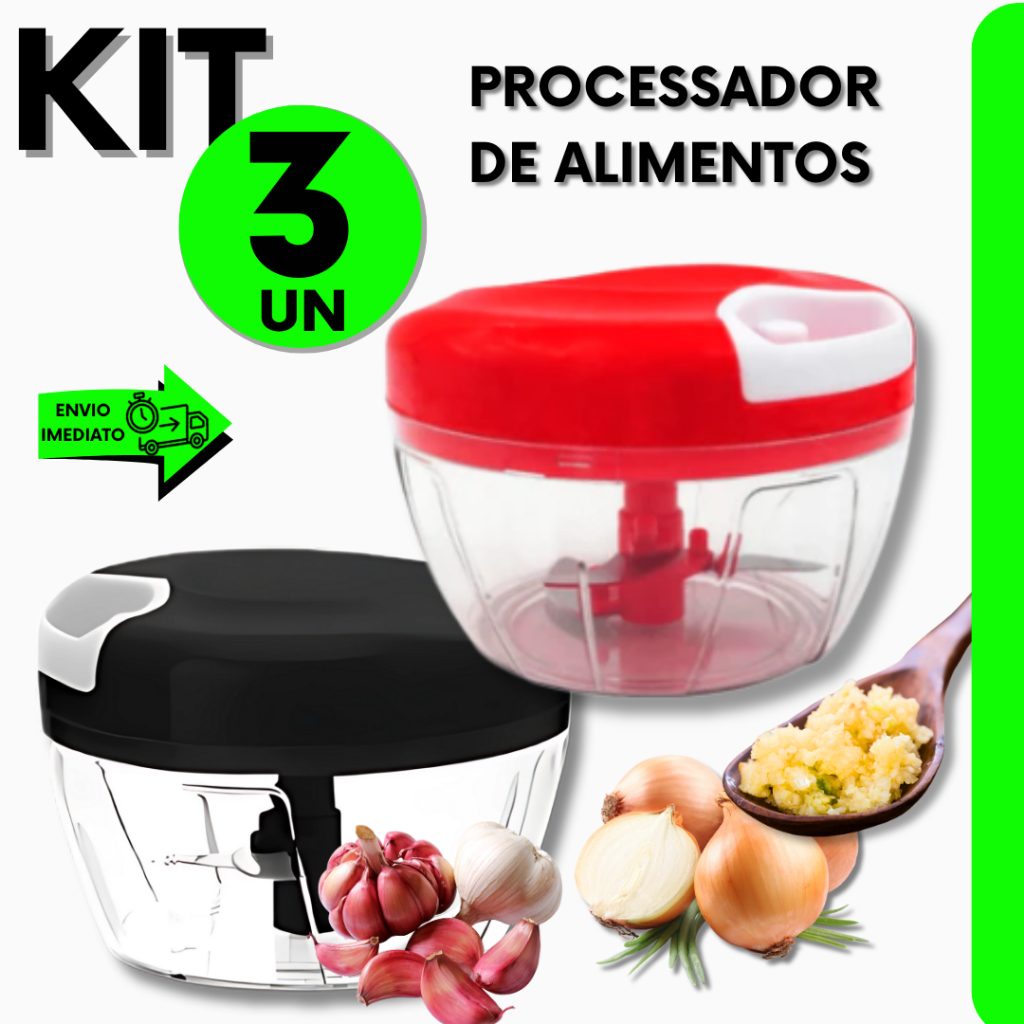 Kit Processadores de Alimento C/ 3 Lâminas Aço Inox Para Chef de Cozinha De Restaurante Casa e Bar