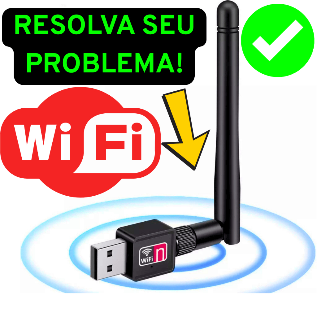 Adaptador Wifi Internet Conexão Usb Receptor Antena Wireless Pc E Note Placa de rede
