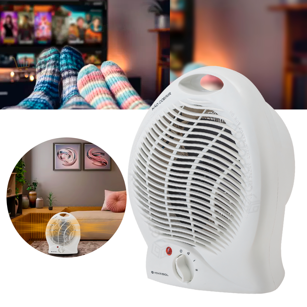 Aquecedor Eletrico Portatil 2000W Ambiente Residencial Termo Ventilador Ar Quente e Frio 110V 220V
