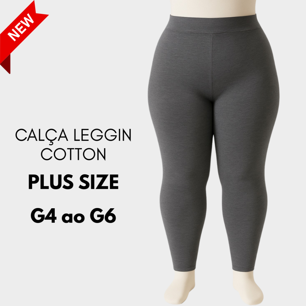 Calça Leggin Plus Size Cintura Alta Cotton G4 G5 G6 – BULKY