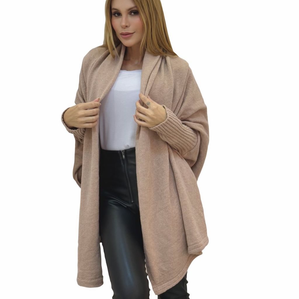 Ponche Tricô Estilo Capa Outono Inverno Premium Feminino