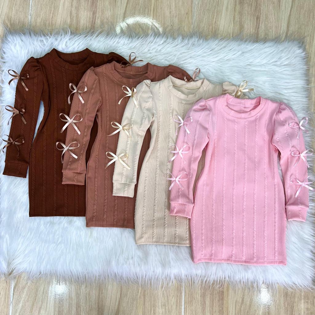 Vestido de Menina com Lacinhos  Estilo Princesa e Super Elástico