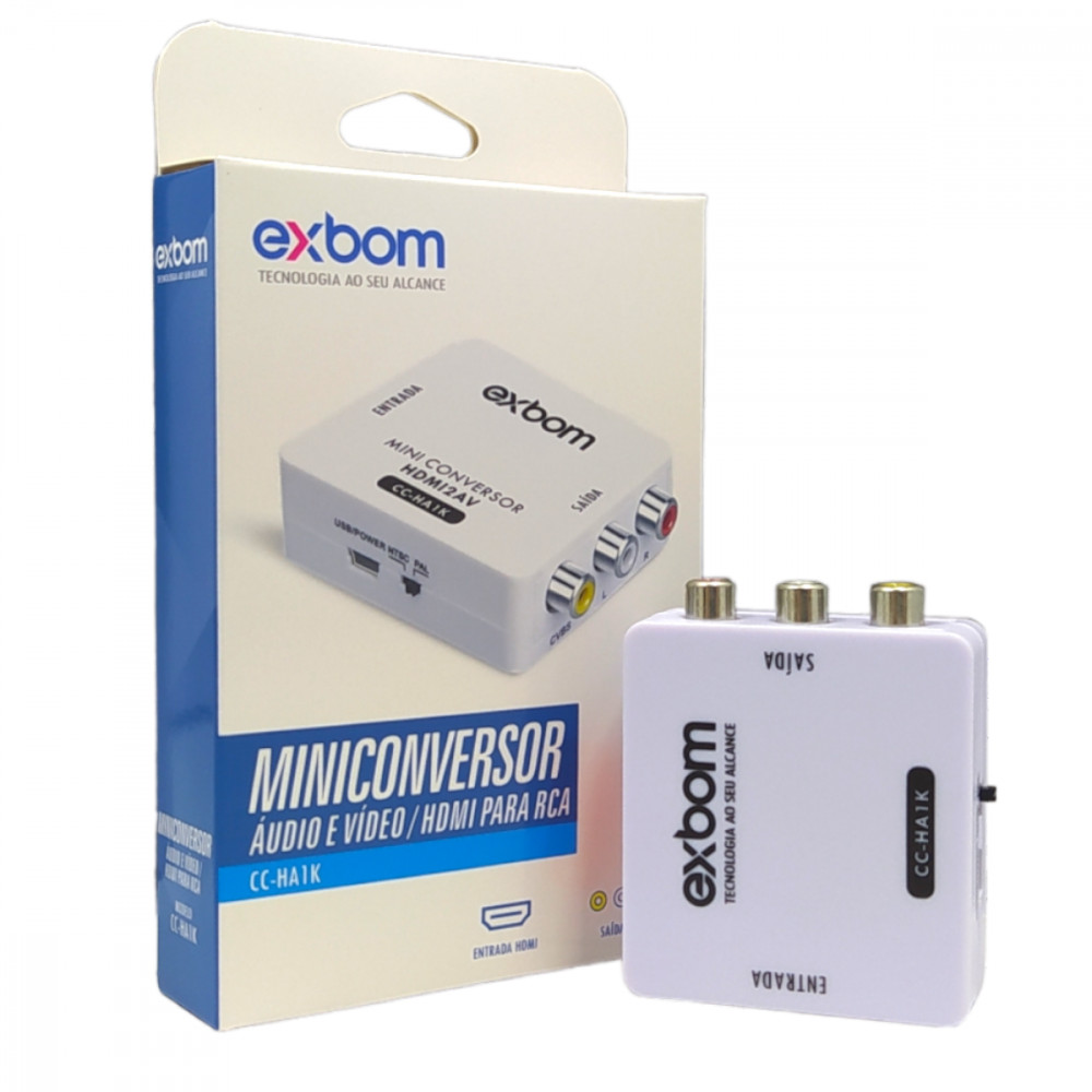 Adaptador HDMI para RCA Exbom CC-HA1K – Conexão Fácil