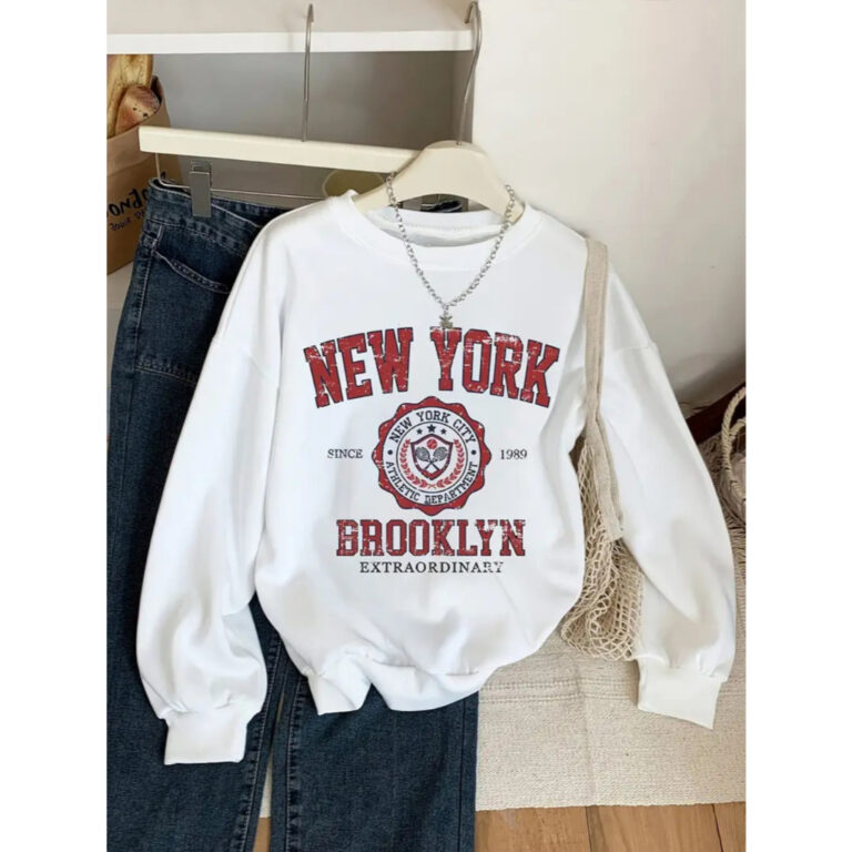 Moletom Feminino Branco Estiloso Blusa de Frio Cas