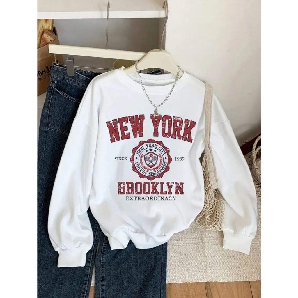 Moletom Feminino Branco Estiloso Blusa de Frio Casaco Grosso Sem Capuz Flanelado Lançamento