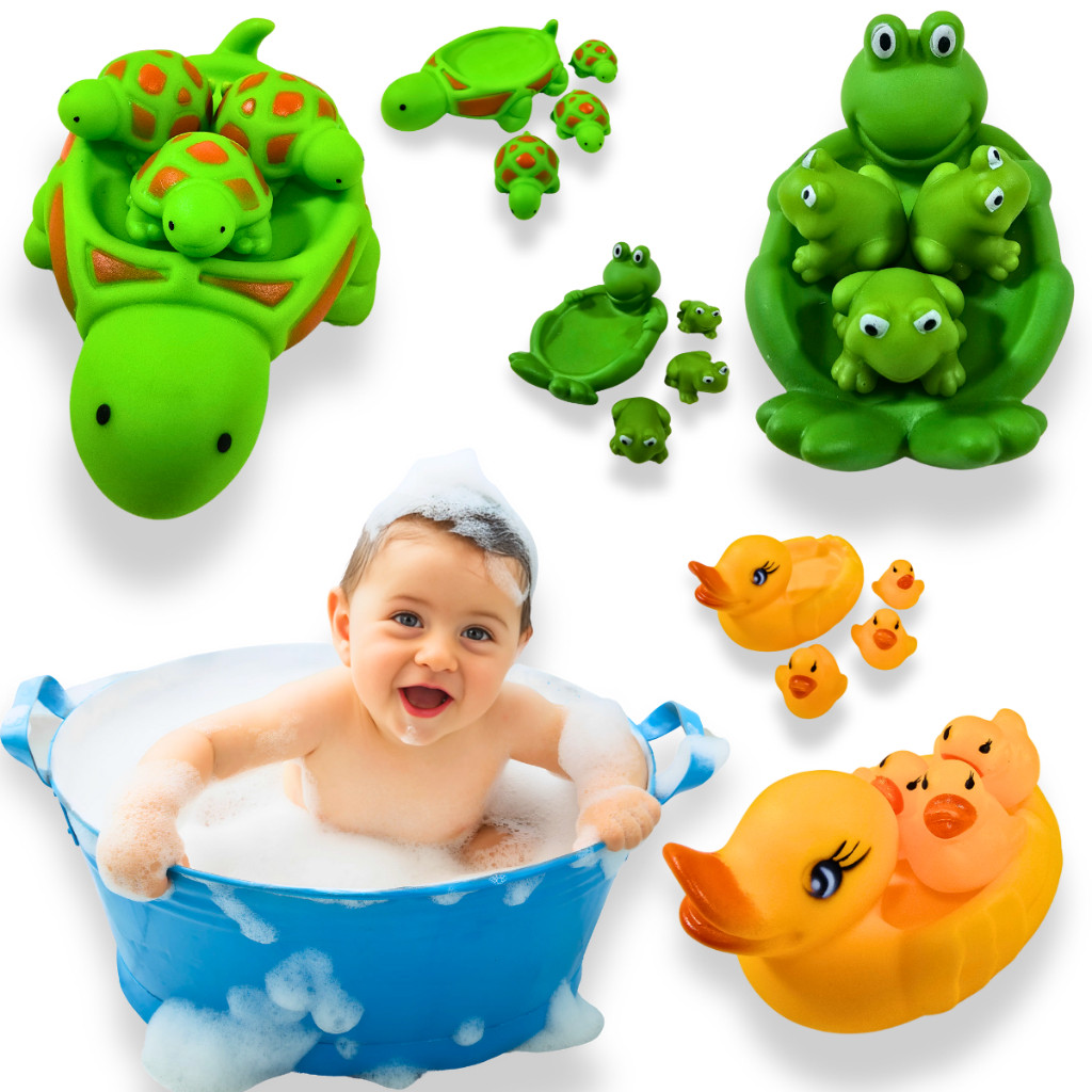 Brinquedo de Banho Água Bichinhos Infantil Bebê Kit Brinquedos Pato Tartaruga Sapo