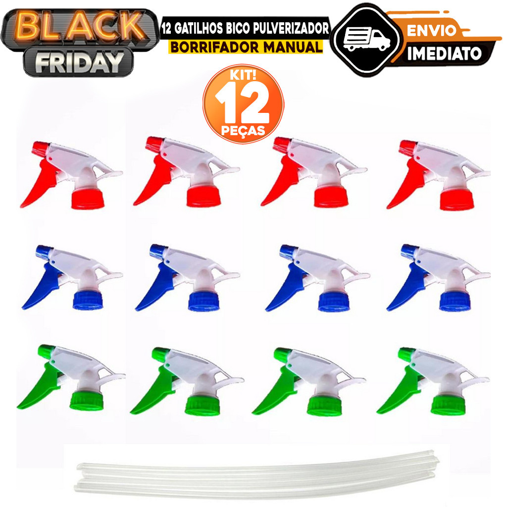 Kit 12 Gatilho Borrifador Bico Pulverizador Spray Garrafa Pet