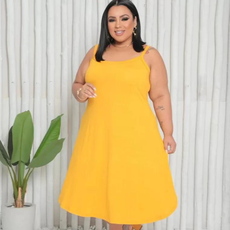 Vestido Feminino Midi e Plus Size Soltinho Tecido 