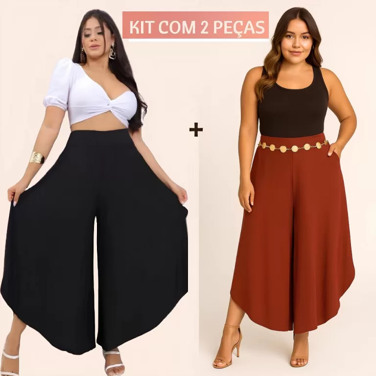 Kit 2 Calças Feminina Envelope Estilo Saia Soltin