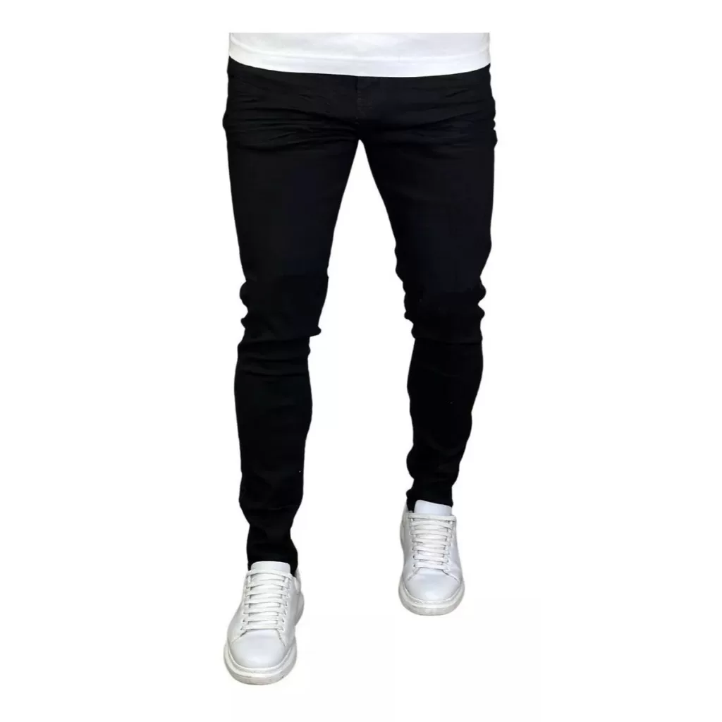 Calça jeans preta masculina skinny linha premium não desbota promoção