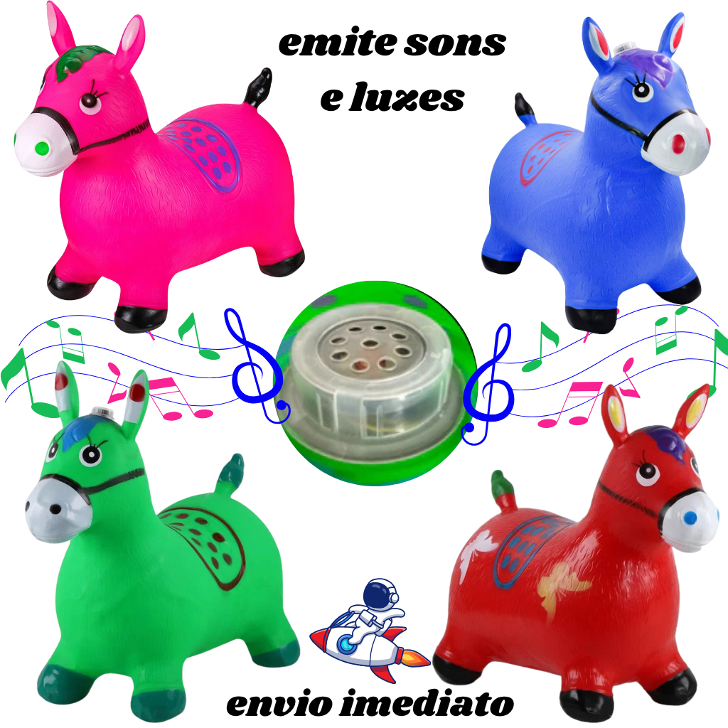 Cavalinho Upa Upa inflavel Pocoto Brinquedo Para Crianças Pula Pula Musica Infantil Com Musica e Led