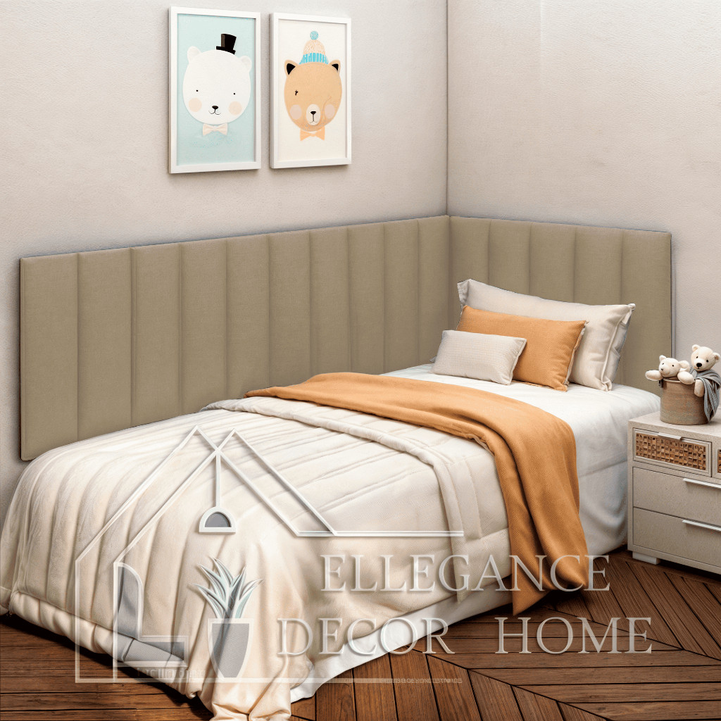 Kit Cabeceira em L Adesiva Estofada Para Cama de Solteiro, Casal, Queen e King – Envio Rapido