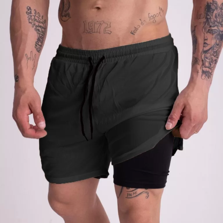 Shorts Academia 2 em 1 Masculino Shorts Esporte Tr