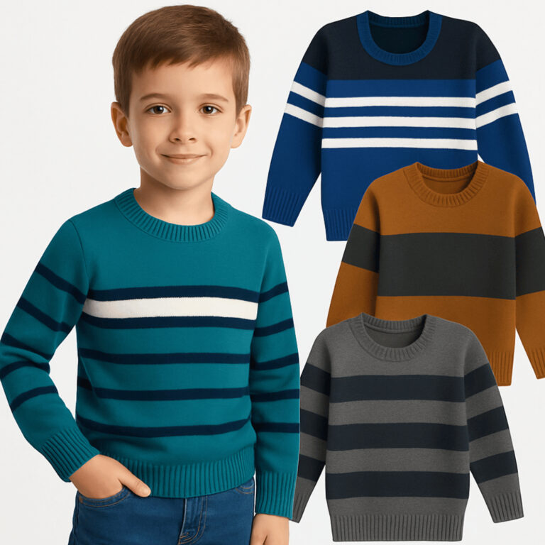 Kit 3, 2, ou 1unid Suéter Infantil Tricô Menino 