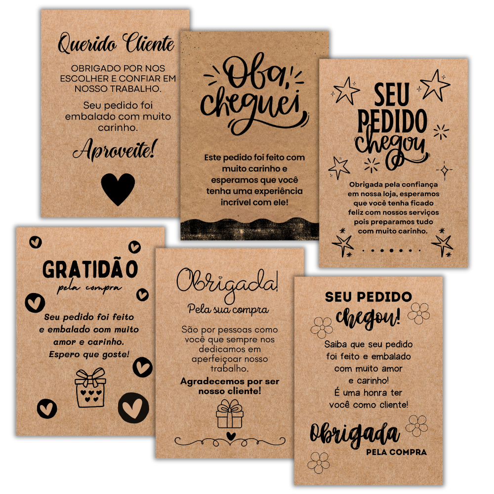 Cartão de Agradecimento Papel Kraft 10x7cm