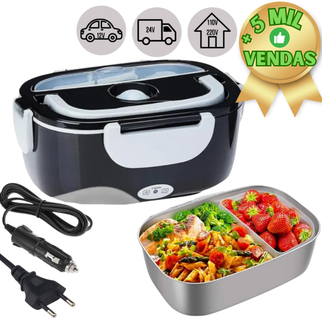 Marmita Elétrica Bivolt Para Casa Automovel Taxi Uber  12v 24v 110v 220v C/ 2 Cabos Original