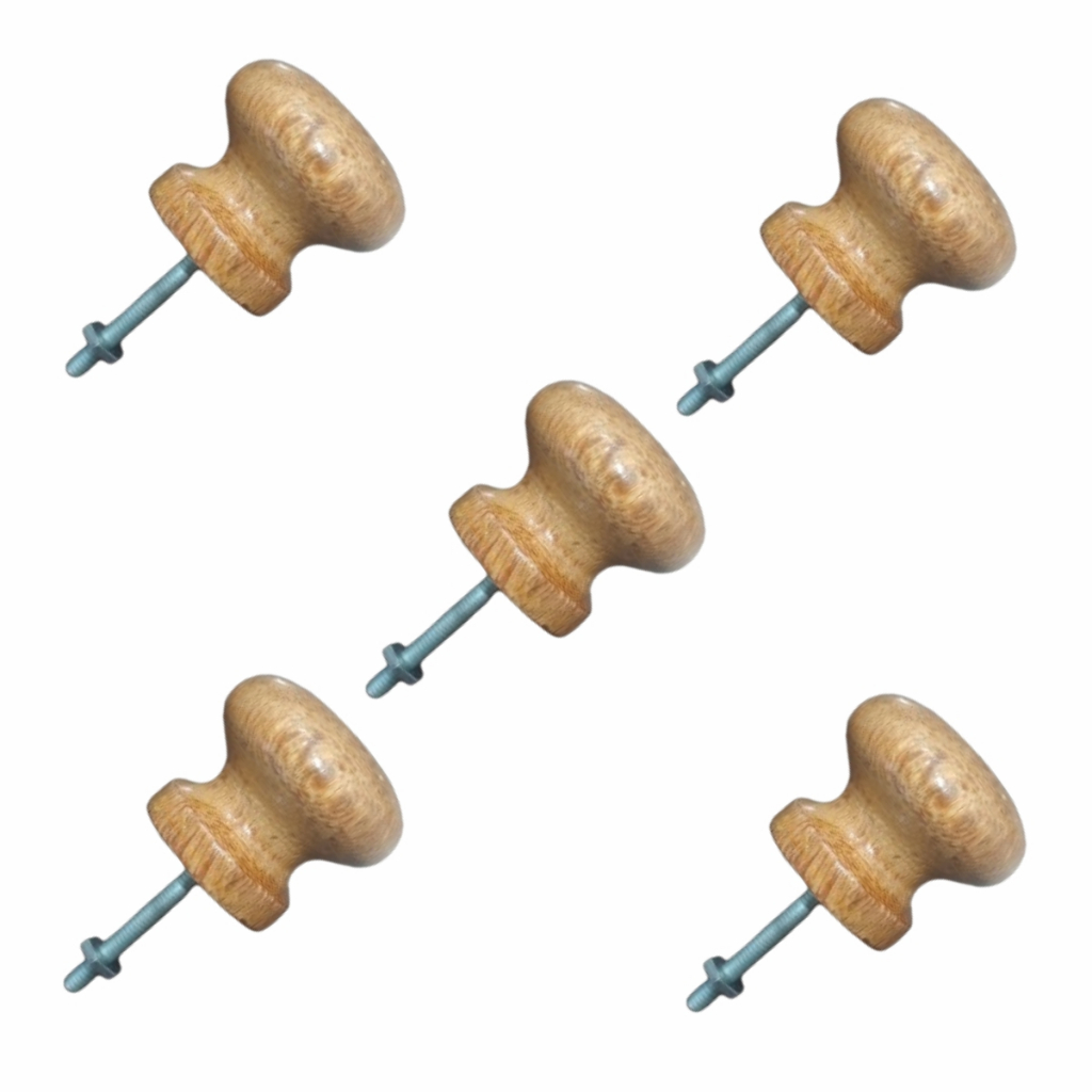 Kit 05 Puxador Armário Guarda Roupa Gaveta Madeira Cerejeira