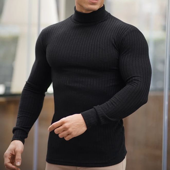 Blusa cacharréu Masculina Canelada Gola Alta malh
