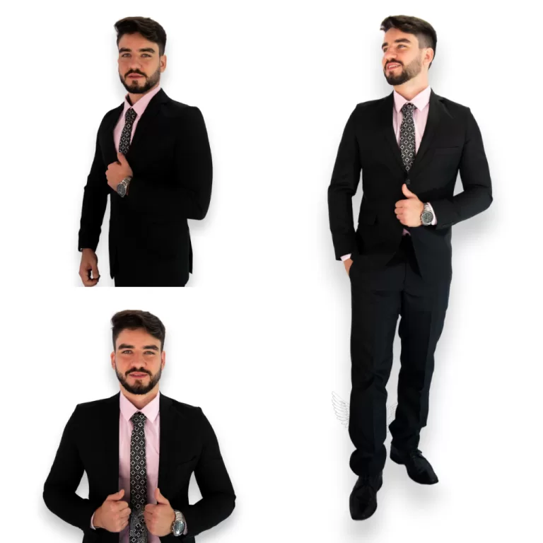 Terno Slim Masculino Blazer + Calça Preto Oxford 