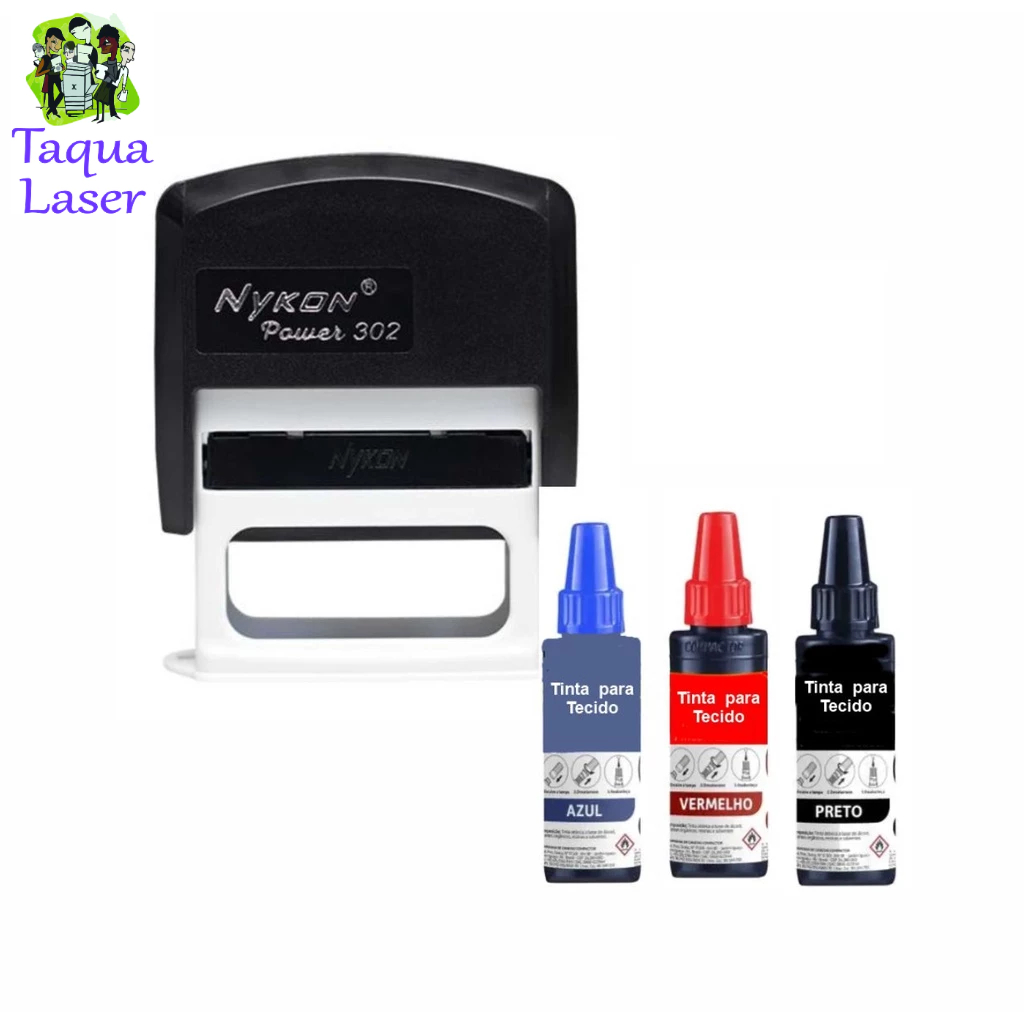 Carimbo Para Roupas Tecidos Automático + Frasco De Tinta 30ml