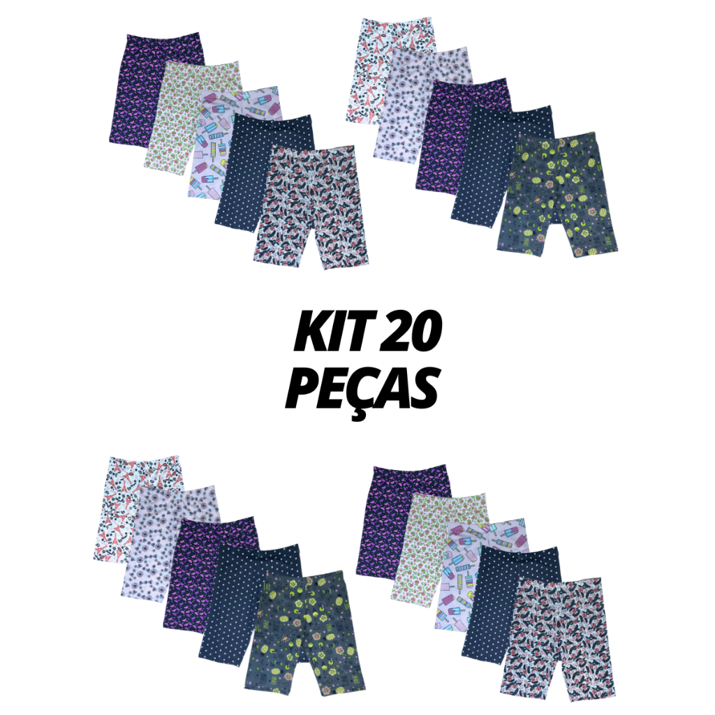 Kit 20 Bermuda Estampada Infantil Short Menina Conforto Versátil Criança