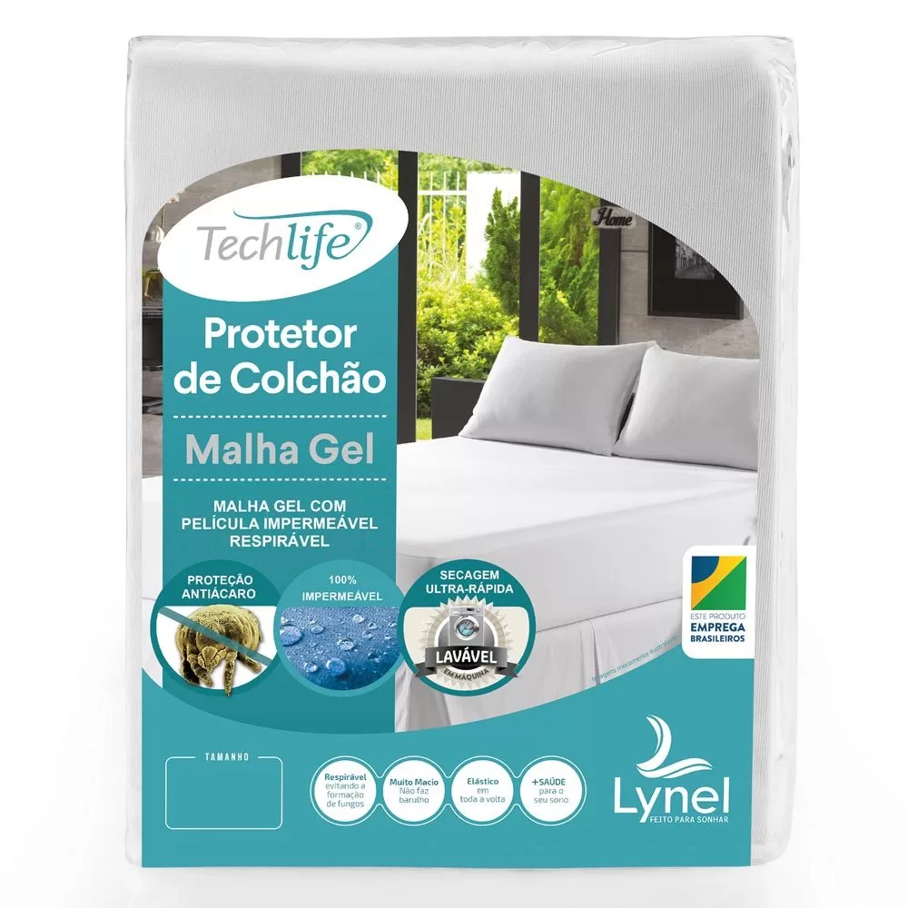 Protetor de Colchão Impermeável Techlife Malha Gel Lynel Não faz Barulho