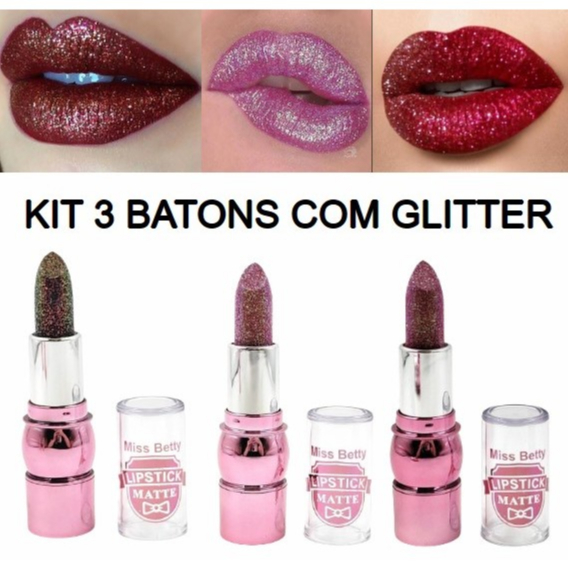 Kit Com 3  Miss Betty Batom Em Bala Com GLITTER  K