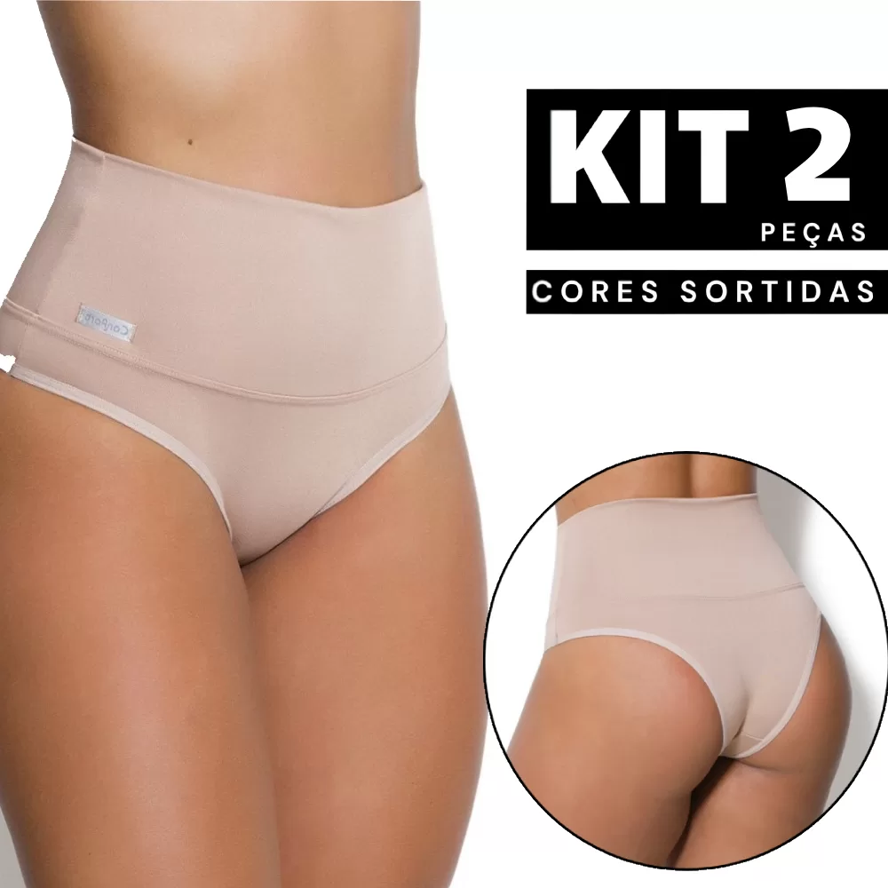 Kit 1 à 2 Calcinha Modeladora com Cós Alto de Alta Compressão Confortável para o Dia a Dia Edumara