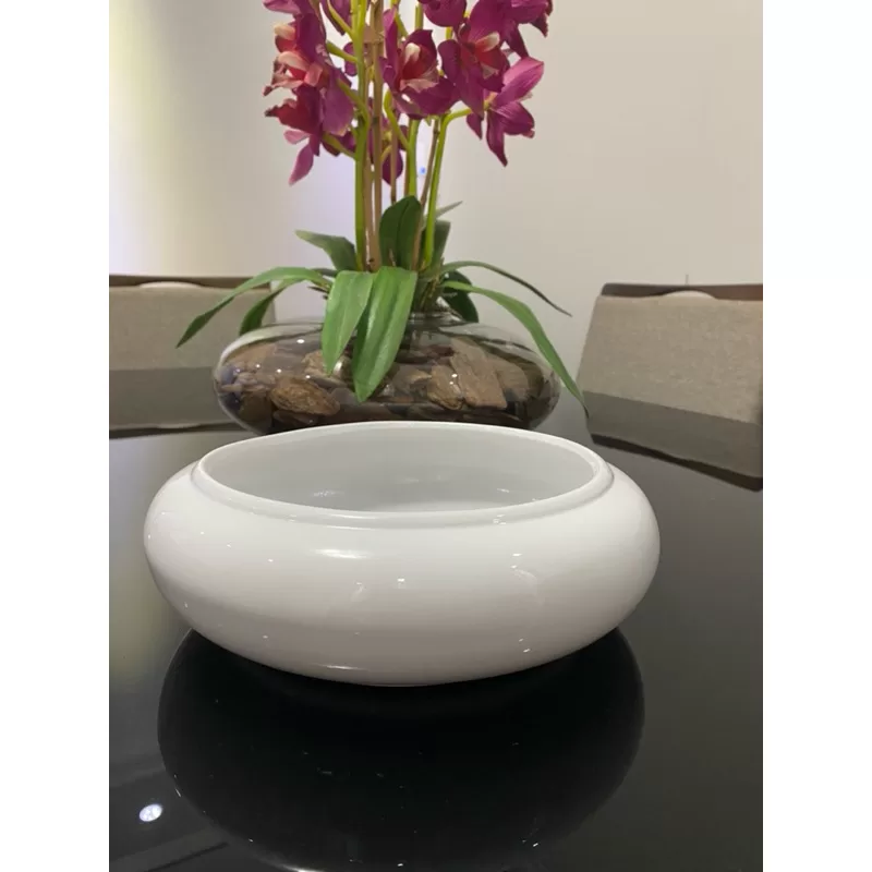 Vaso Decorativo Grande em Cerâmica Branco