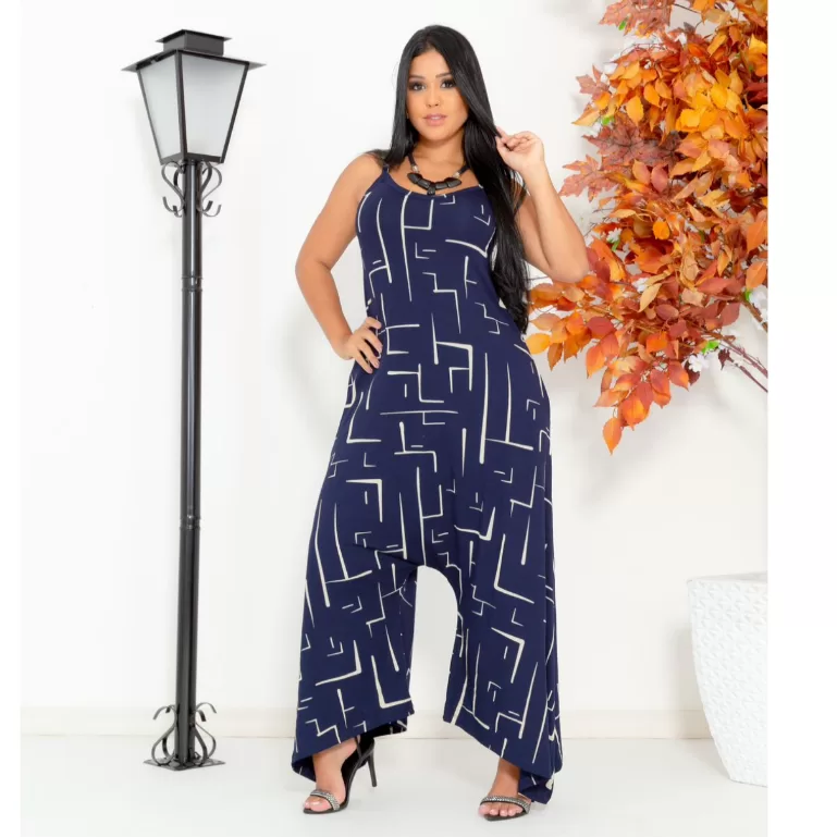 Macacão Pantalona Pluz Size Longo Feminino Alça
