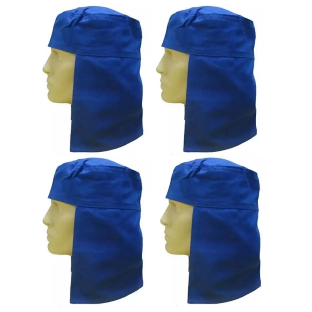 Kit 4 Touca Soldador Árabe Proteção Sol Brim Capuz Brim Azul Royal