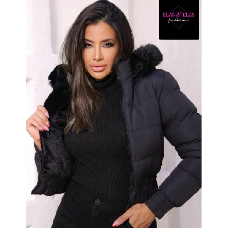 Jaqueta bobojaco peluciada puffer forrada feminina
