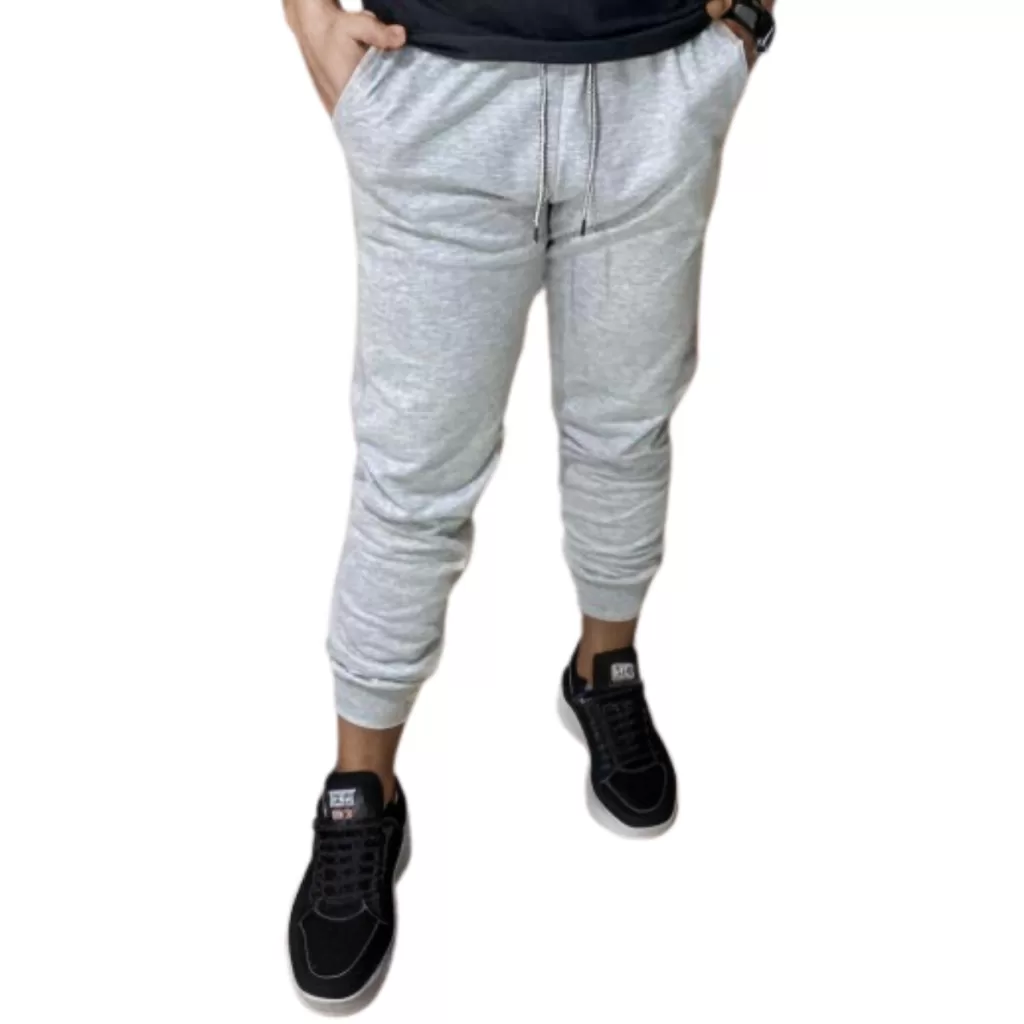 Calça De Moletom Masculina Flanelada Jogger Com Punho
