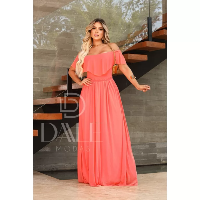 Vestido Longo feminino Ombro A Ombro novidades Mod