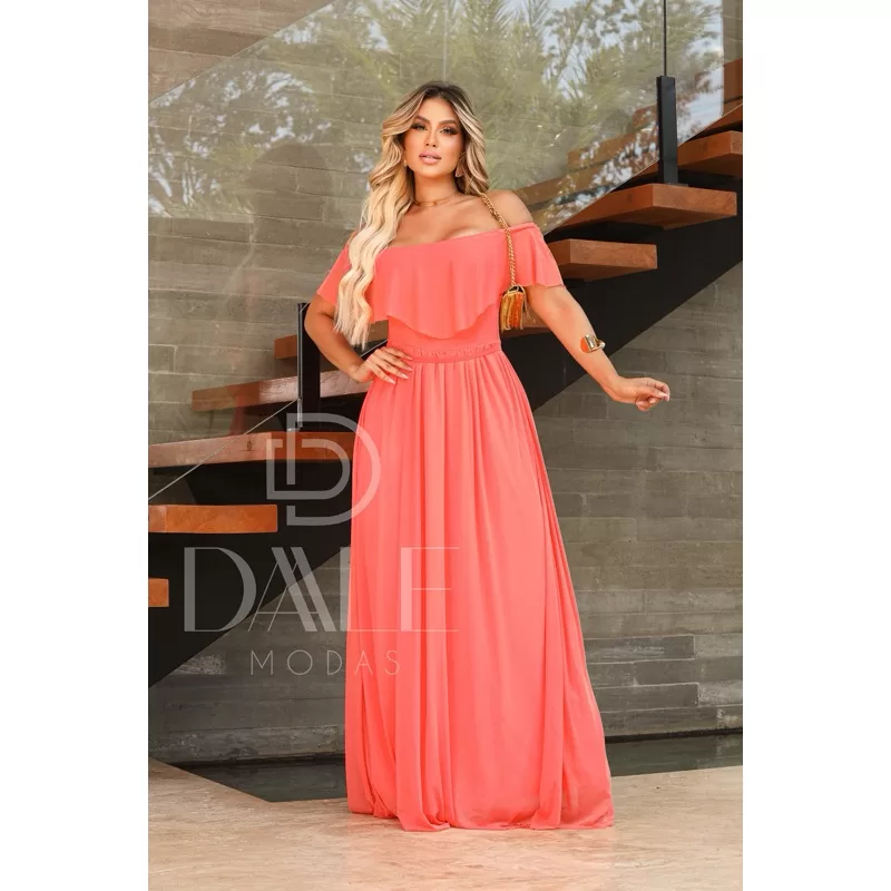 Vestido Longo feminino Ombro A Ombro novidades Modelo para festas e eventos em gerais