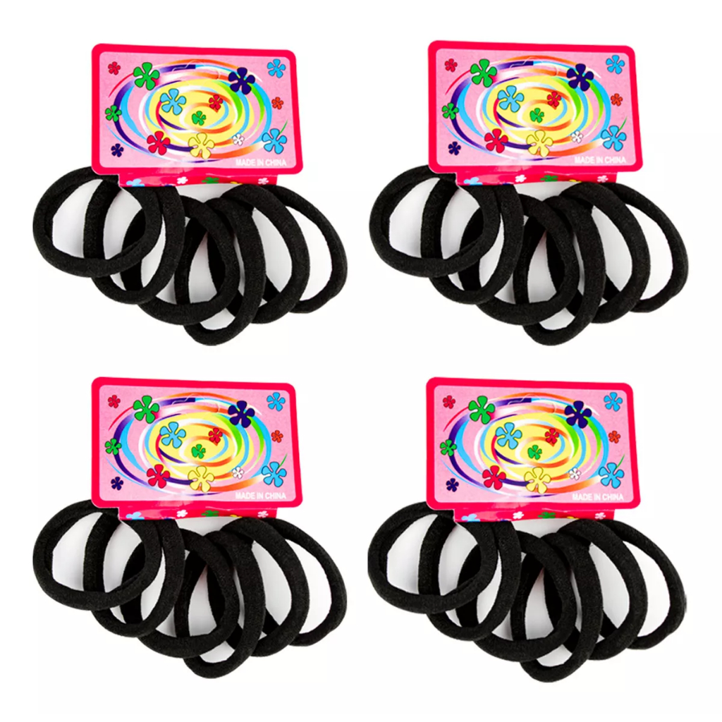 Kit 24 Elásticos Xuxinhas Rabicó Para Cabelo – Cor Preto